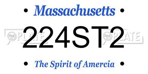 224ST2 Massachusetts License Plate
