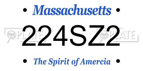 224SZ2 Massachusetts License Plate