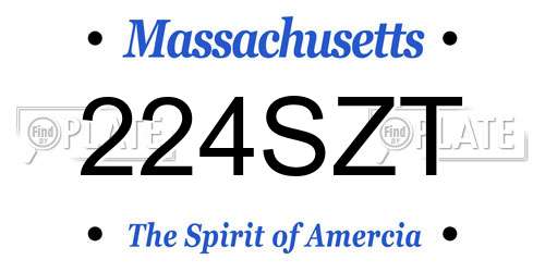 224SZT Massachusetts License Plate