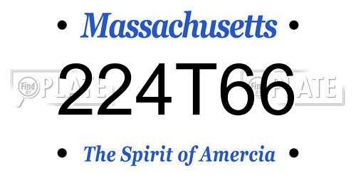 224T66 Massachusetts License Plate
