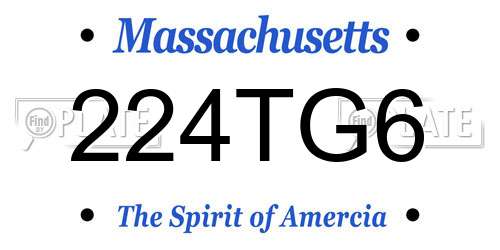 224TG6 Massachusetts License Plate
