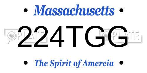 224TGG Massachusetts License Plate