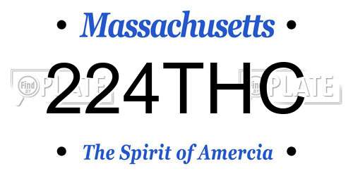 224THC Massachusetts License Plate