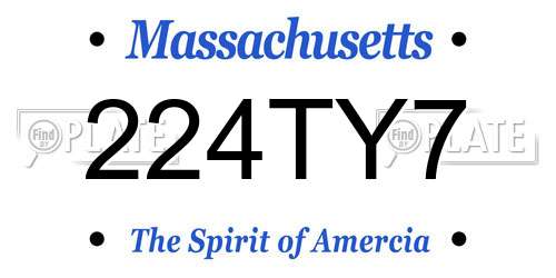 224TY7 Massachusetts License Plate