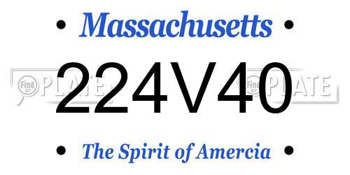 224V40 Massachusetts License Plate