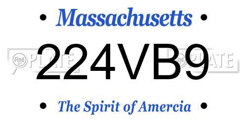 224VB9 Massachusetts License Plate
