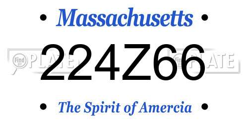 224Z66 Massachusetts License Plate