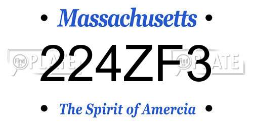 224ZF3 Massachusetts License Plate