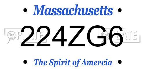 224ZG6 Massachusetts License Plate
