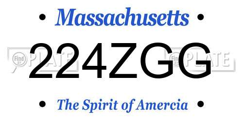 224ZGG Massachusetts License Plate