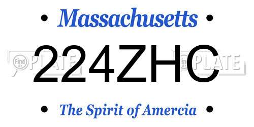 224ZHC Massachusetts License Plate