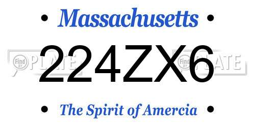 224ZX6 Massachusetts License Plate