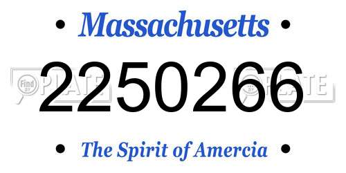 2250266 Massachusetts License Plate