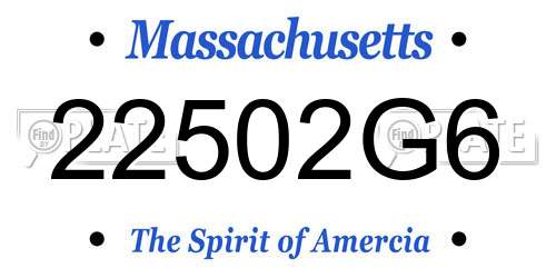 22502G6 Massachusetts License Plate