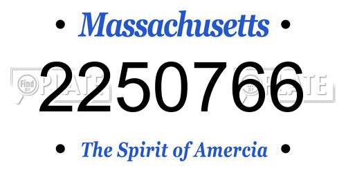 2250766 Massachusetts License Plate