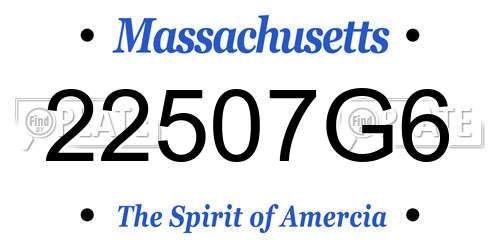 22507G6 Massachusetts License Plate