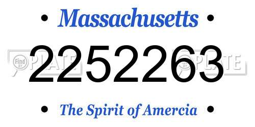 2252263 Massachusetts License Plate
