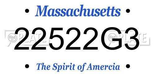 22522G3 Massachusetts License Plate