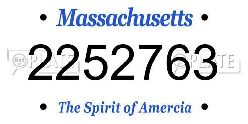 2252763 Massachusetts License Plate