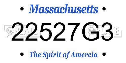 22527G3 Massachusetts License Plate