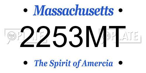 2253MT Massachusetts License Plate