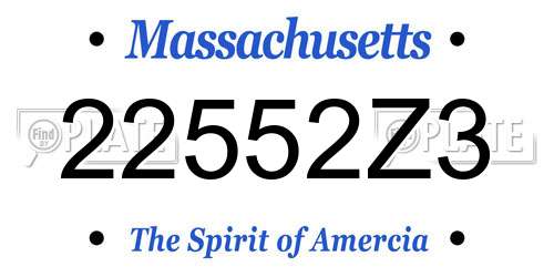 22552Z3 Massachusetts License Plate