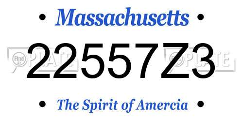 22557Z3 Massachusetts License Plate