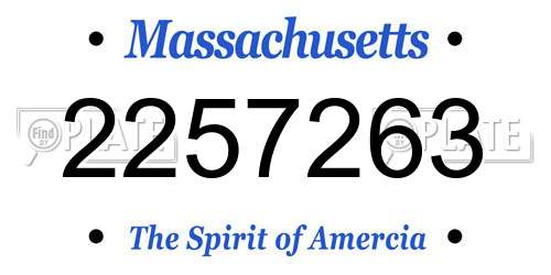 2257263 Massachusetts License Plate