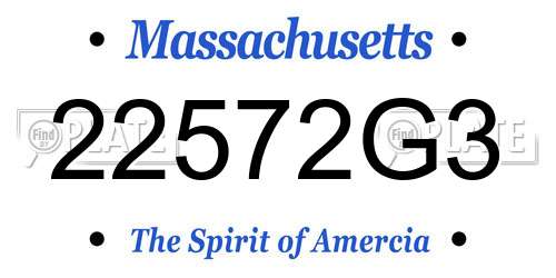 22572G3 Massachusetts License Plate