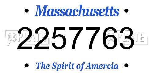 2257763 Massachusetts License Plate