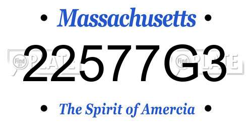 22577G3 Massachusetts License Plate