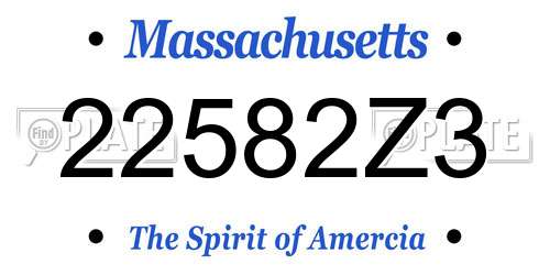 22582Z3 Massachusetts License Plate