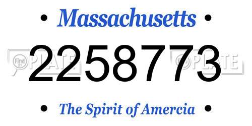 2258773 Massachusetts License Plate