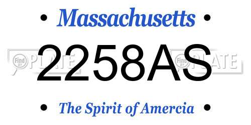 2258AS Massachusetts License Plate