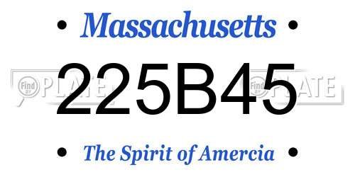 225B45 Massachusetts License Plate