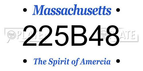 225B48 Massachusetts License Plate