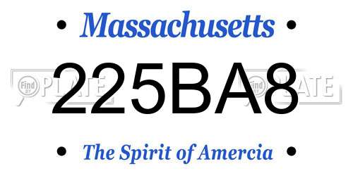 225BA8 Massachusetts License Plate