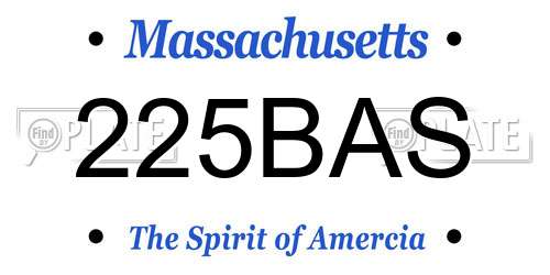 225BAS Massachusetts License Plate