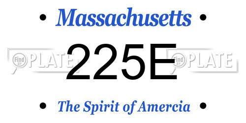 225E Massachusetts License Plate