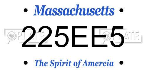 225EE5 Massachusetts License Plate