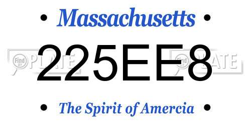 225EE8 Massachusetts License Plate