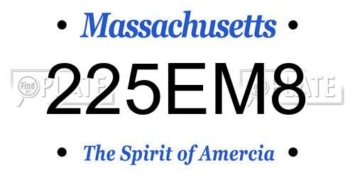 225EM8 Massachusetts License Plate