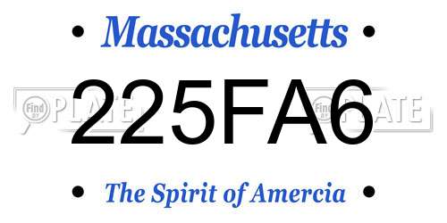 225FA6 Massachusetts License Plate