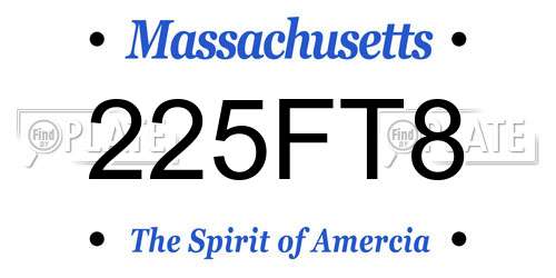 225FT8 Massachusetts License Plate