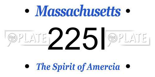 225I Massachusetts License Plate