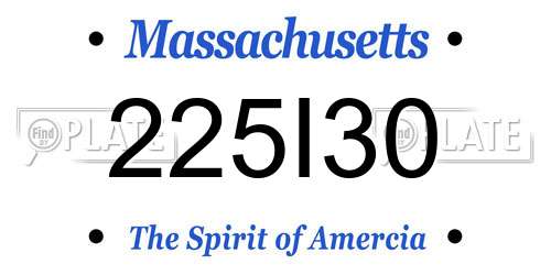 225I30 Massachusetts License Plate