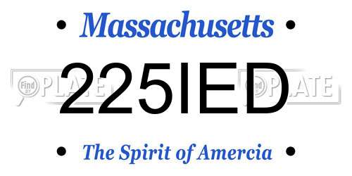 225IED Massachusetts License Plate