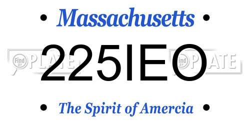 225IEO Massachusetts License Plate