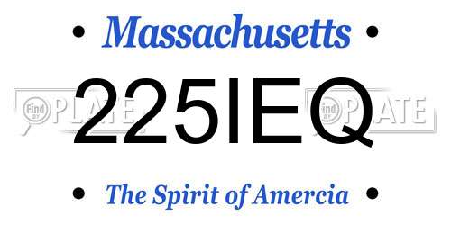 225IEQ Massachusetts License Plate