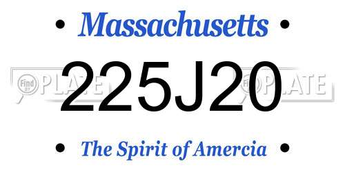 225J20 Massachusetts License Plate